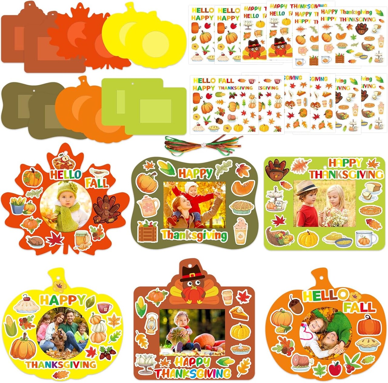 Thanksgiving Picture Frame Craft Kits – 12 DIY Photo Craft Sets for Kids, Thanksgiving & Fall Ornaments, Classroom & Holiday Party Activities (multi) 6.1 x 0.2 x 4.7 inches